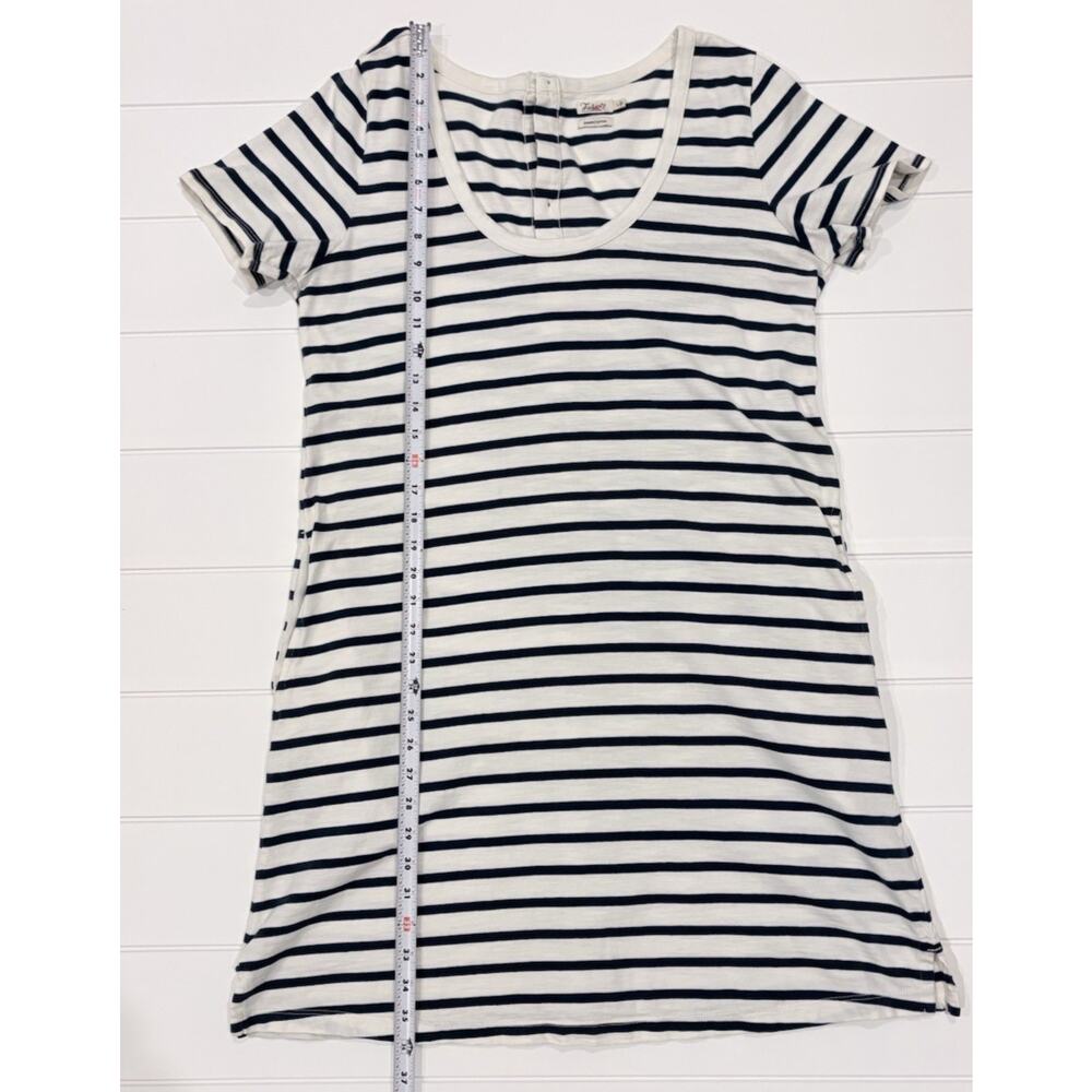 Faherty Merritt T-Shirt Dress Amagansett Stripe Organic Cotton Button Back L - Picture 15 of 16